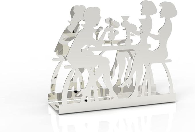 Metal Napkin Holder for Home Kitchen Restaurant Picnic - Women Theme Tabletop Paper Organizer Upright Tissue Dispenser (Silver)