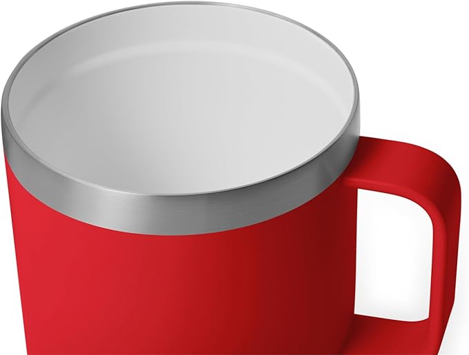 YETI Rambler 14 oz Ceramic Lined Stackable Mug, Vacuum Insulated, Stainless Steel with MagSlider Lid, Rescue Red