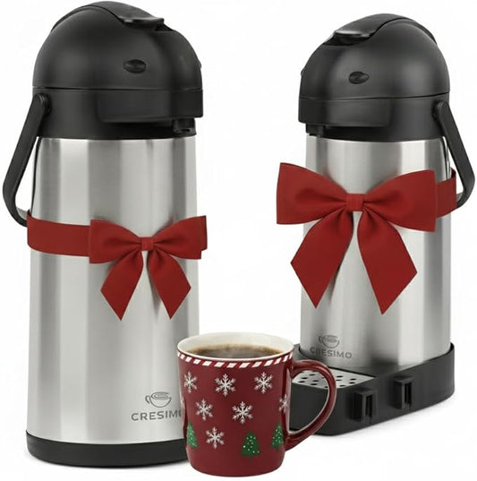 101oz Coffee Carafe Dispenser with Pump & 74oz Airpot Coffee Dispenser with Pump Bundle - 12 Hours Airpot Dispenser for Parties - Insulated Stainless Steel Coffee Urn - Air Pots for Hot Beverages