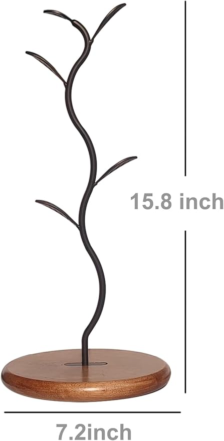 Coffee Mug Holder Tree Rack for Counter,Leaf Shaped Tea Cup Mug Holder Stand for Countertop,Perfect Coffee Bar Accessory & Kitchen Home Organizer Black