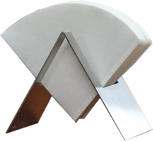 MIAO JIN Coffee Filter Paper Holder,Stainless Steel Coffee Paper Storage Container Dispenser Rack Coffee Filter Stand (Silver)