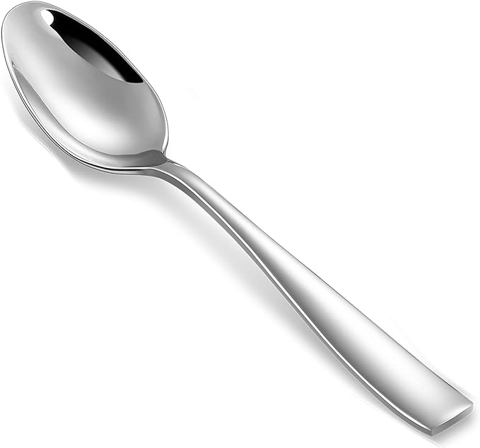 KEAWELL Premium 4-Piece Louis Spoon Set, 18/10 Stainless Steel, Squared Edge, Smooth Finish, Dishwasher Safe (7.6" Dinner Spoon)