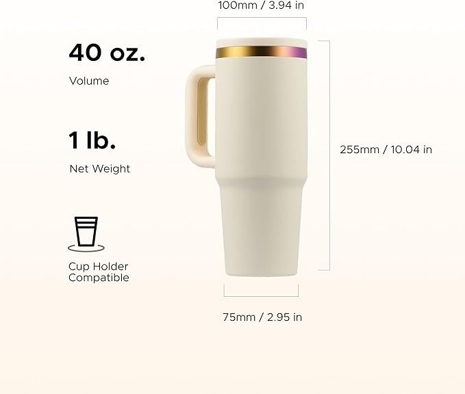 OMTech 40 oz. Tumblers with Handle & Lid, 12 Pack Tumbler Bulk with Double Wall Vacuum Insulation, Food-Grade Stainless Steel Insulated Coffee Mug, Sweatproof Travel Mug for Hot Cold Drinks, Cream