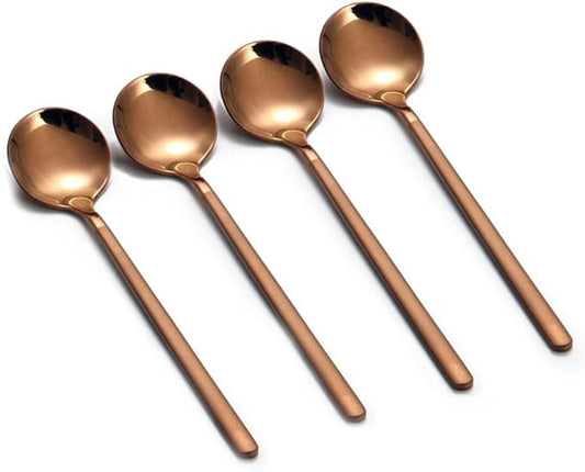 Espresso Spoons Set of 8 Matte Rose Gold Frosted Handle Stainless Steel Dessert Spoons for Espresso Tea Coffee Ice Cream Sugar Dessert Cake 5.3 Inch