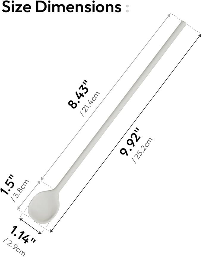 carrotez 9.9" Silicone coffee stirrer, Long Coffee Spoon, Reusable Iced Tea Spoon, Multipurpose Beverage Stirrer- Ivory