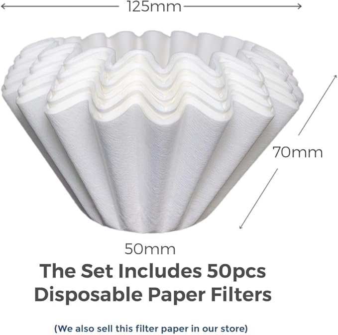 AGOGO Compact Portable Pour Over Coffee Maker Set - Easy Cleaning 304 Stainless Steel Dripper Set for Camping & 50 Filters Paper & Cleaning Rag (Silvery, 600ml)