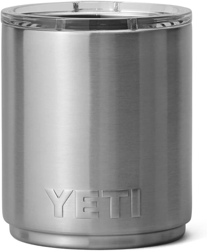 YETI Rambler Lowball, Vacuum Insulated Stainless Steel Stackable Lowball with MagSlider Lid, Stainless Steel, 10 oz (296 ml)