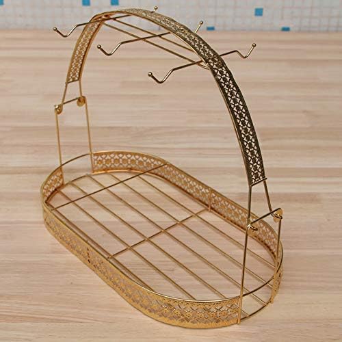 Mug Holder Coffee Cup Rack Stand Dishes Organizer Wrought Iron Drainer Storage Drying Rack for Counter Cabinet Table Kitchen Restaurant Office (Gold A)