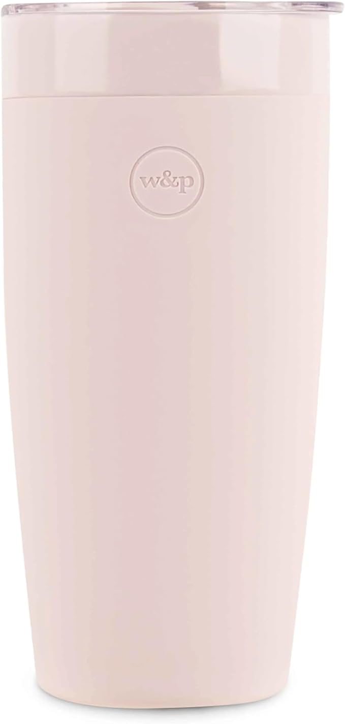 W&P Porter Insulated Tumbler 20 oz | No Metallic Aftertaste Ceramic Coated for Water, Coffee, & Tea | Wide Mouth Vacuum Insulated | Dishwasher Safe, Blush (Tone on Tone)