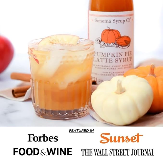Sonoma Syrup Co. Pumpkin Pie Latte Syrup 12.7 Fl Oz | for Coffee, Latte and Baking | Hand Crafted in the USA