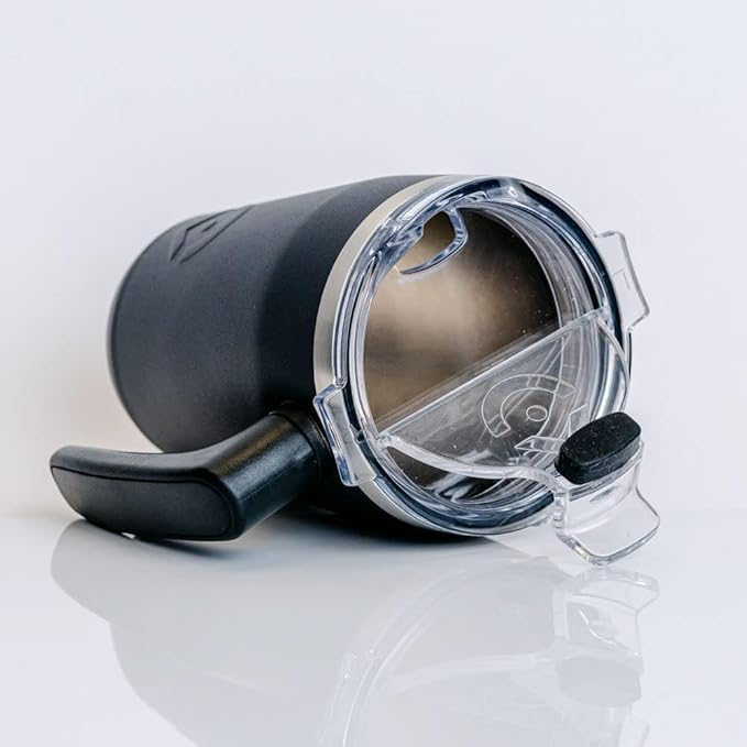 OUTSIDER Stainless Steel Vacuum Insulated Coffee Mug/Cup with Rotating Handle and Spill Proof Lid – Great Travel Tumbler for Outdoor, Home, Office – 17 ounces, Teal