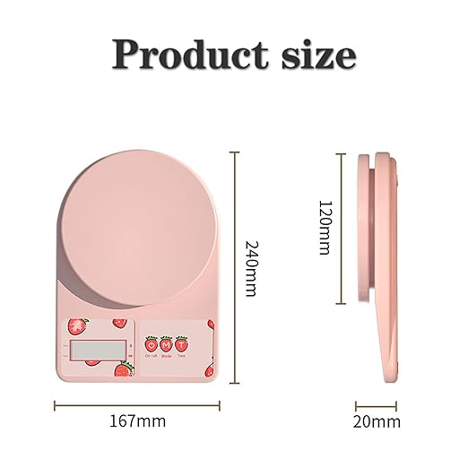 High Accuracy Digital Food Scale with Tare Function – Ideal for Kitchen, Coffee, Baking, and Food Prep – Measures in Grams and Ounces with Easy Unit Conversion (Pink, 3kg)