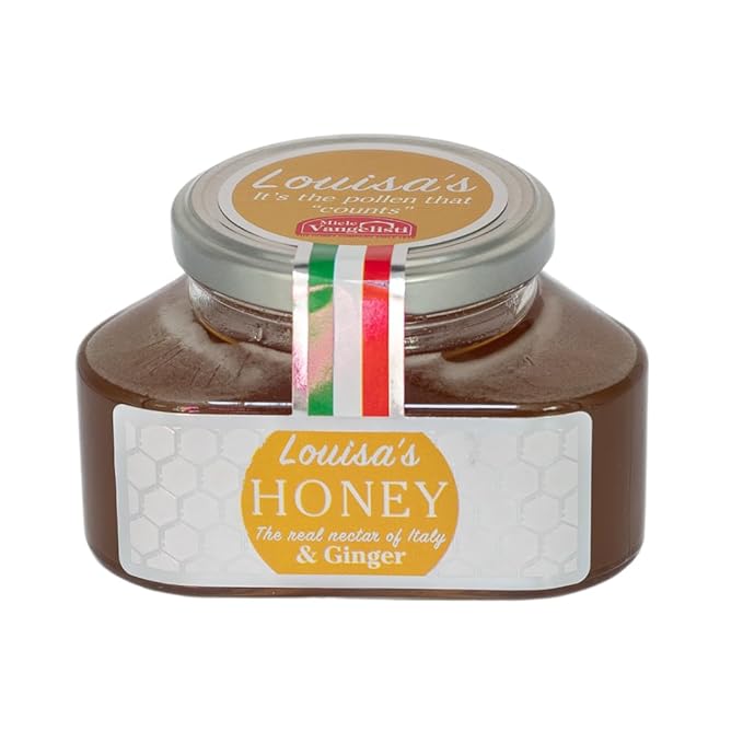 Louisa's Acacia Ginger Honey | Multi-Award-Winning Italian Raw & Pure Honey | Natural Root Ginger Infusion | GMO, Gluten & Allergen Free | Immune Boosting | 350g