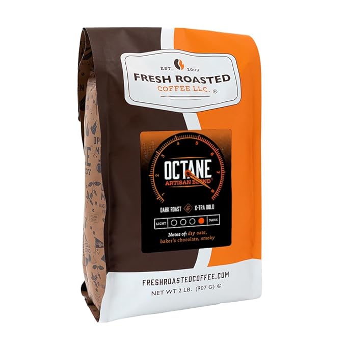 Fresh Roasted Coffee, Octane, 2 lb (32 oz), Dark Roast, Kosher, Ground