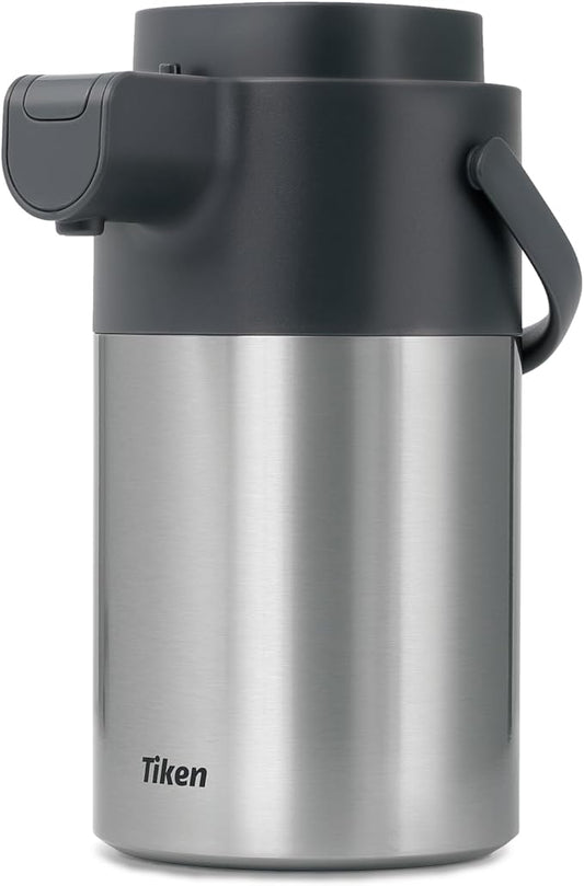 Tiken Airpot Coffee Dispenser with Pump - 102oz/3L Thermal Coffee Carafes for Hot Beverage - Stainless Steel Insulated Coffee Thermos Carafe, Silver