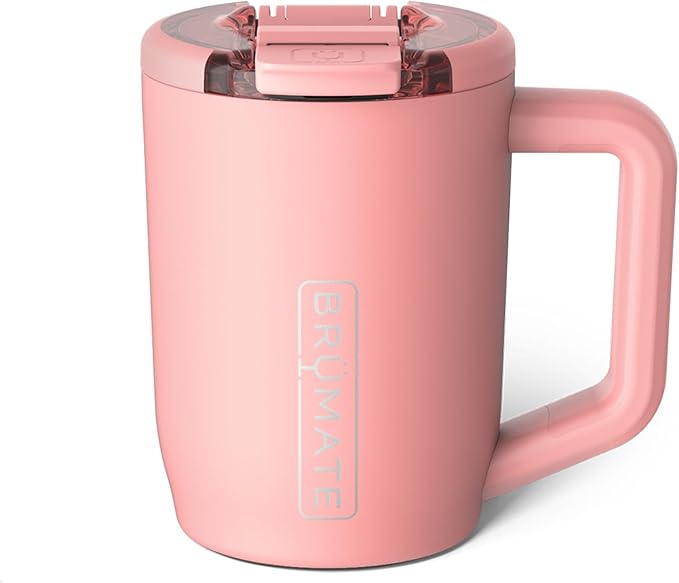BrüMate Müv - 15oz 100% Leak Proof Insulated Coffee Mug with Handle & Lid - Stainless Steel Coffee Travel Mug - Double Walled Coffee Cup (Guava)