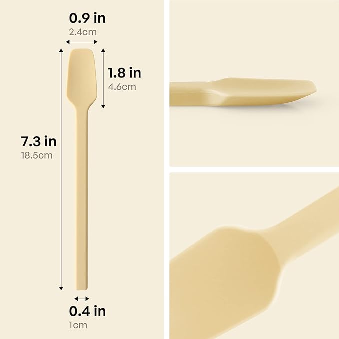 Carrotez Small Silicone Spoon, Mini Spatula, Small Spatulas for Kitchen Use, Spoonula, Perfect for Eating, Stirring, Spreading, 7.3", 1 pc - Ivory