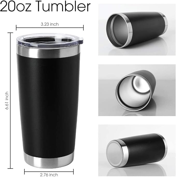 HASLE OUTFITTERS 20oz Tumblers Stainless Steel Mugs with Lid Double Wall Vacuum Insulated Coffee Cups for Cold & Hot Drinks (20oz-Mix, 12 Pack)