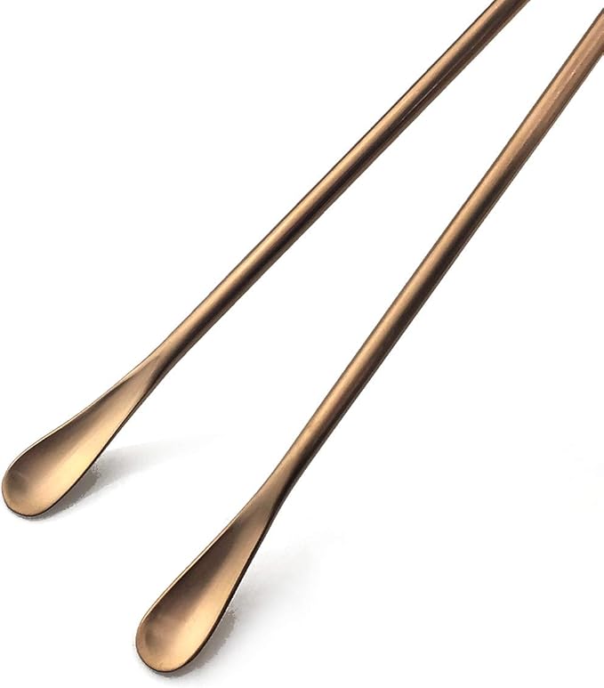 JASHII Rose Gold Matte Long Handle Spoon Cocktail Mixing Stirring Spoons Iced Tea Coffee Spoons with 8.6 inch Long Handle Brushed SUS304 Stainless Steel, 3-Piece