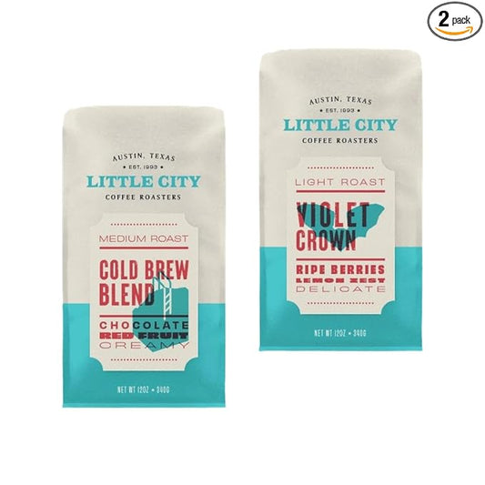 Bean Box Austin Coffee Sampler, 2-Pack - Roasted by Little City Roasters, Gourmet Arabica Coffee, Variety Pack - Freshly Ground