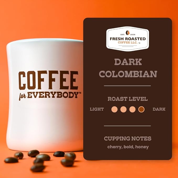 Fresh Roasted Coffee, 100% Dark Colombian, 2 lb (32 oz), Med-Dark Roast, Whole Bean, Kosher