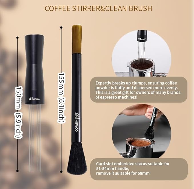 7 Pack Espresso Tamper Station&Coffee Distributor Tamper&Espresso WDT Stirrer&Coffee Tamping&Brush&Coffee Dosing Funnel&Espresso Puck Screen, Multipurpose Tools for Bar Home Office (51 mm)