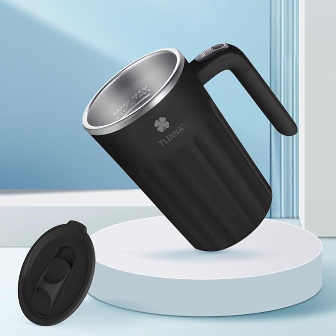 Drink Stirrer,Electric Mixing Mug,Electric Stirring Mug, Coffee Mug,Suitable for Coffee, Milk, Cocoa and Other Beverages (Black, 16 oz)