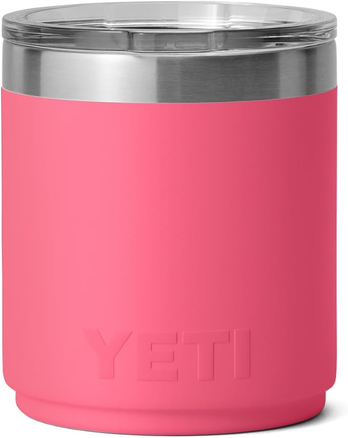 YETI Rambler 10 oz Stackable Lowball 2.0, Vacuum Insulated, Stainless Steel with MagSlider Lid, Tropical Pink