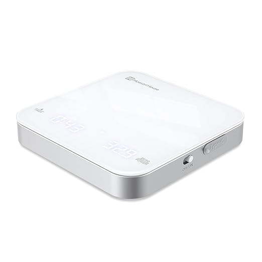 Rechargeable Mini Coffee Scale with Timer, Maestri House Espresso Scale, 2kg/0.1g Accurate Scale for Espresso and Pour-Over Coffee, Portable Digital Kitchen Scale with Automatic Timing（White&Silver）