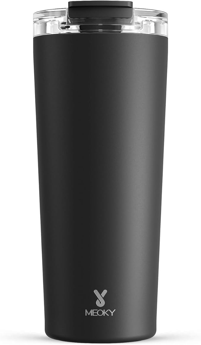 Meoky 24 oz Travel Coffee Mug with Leak-proof Lid, Stainless Steel Insulated Coffee Tumbler, Keeps Hot for 8 Hours or Cold for 24 Hours, Fits in Car Cup Holder (Night)