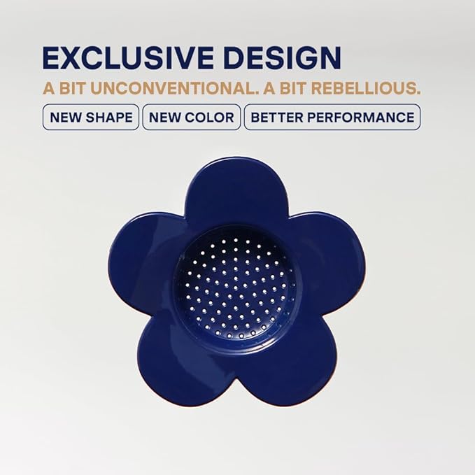 PHINOI Pour Over Coffee Dripper - Vietnamese Phin Filter – Single Cup Coffee Maker 1-2 Cup with Flower Design – Plastic Reusable Coffee Filter for Manual Brewing, Travel Friendly (Navy)