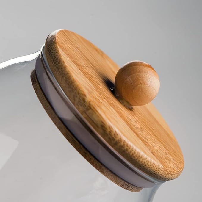 Glass Jar with Airtight Bamboo Lid Container Storage for Kitchen Storage Candy Bottle13.5 OZ/400mL(G-S)