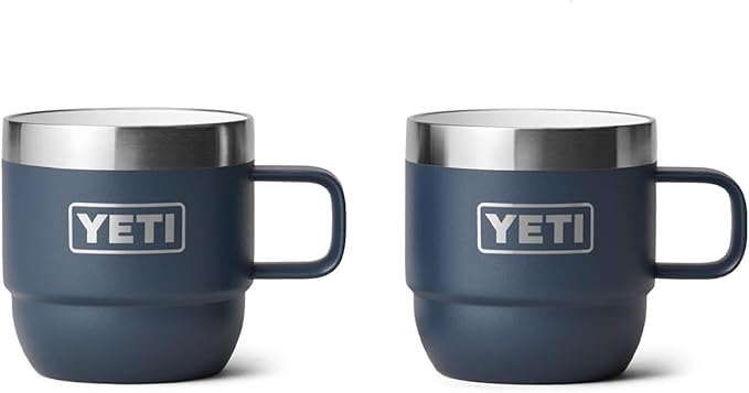 YETI Rambler 6 oz Stackable Mug, Stainless Steel, Vacuum Insulated Espresso/Coffee Mug, 2 Pack