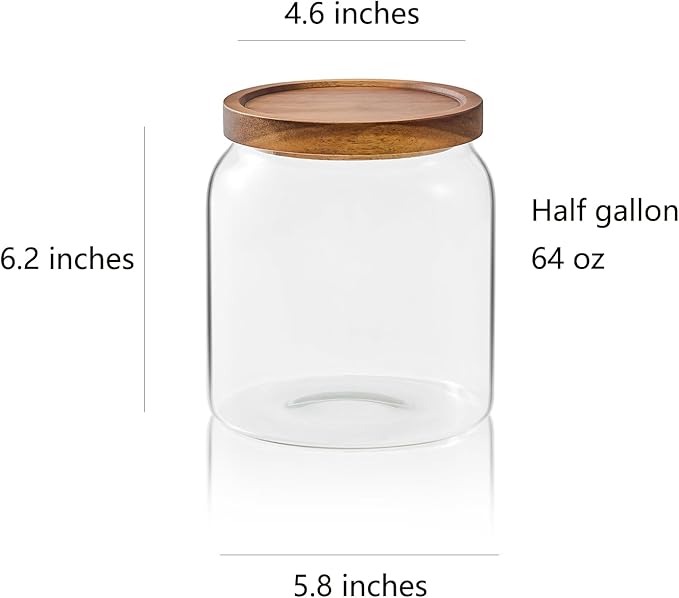 Sweejar Glass Jars for Laundry Room Organization, Half-Gallon Laundry Pods Container, Glass Food Storage Jars with Airtight Lid, 1 Pack, Press Lid