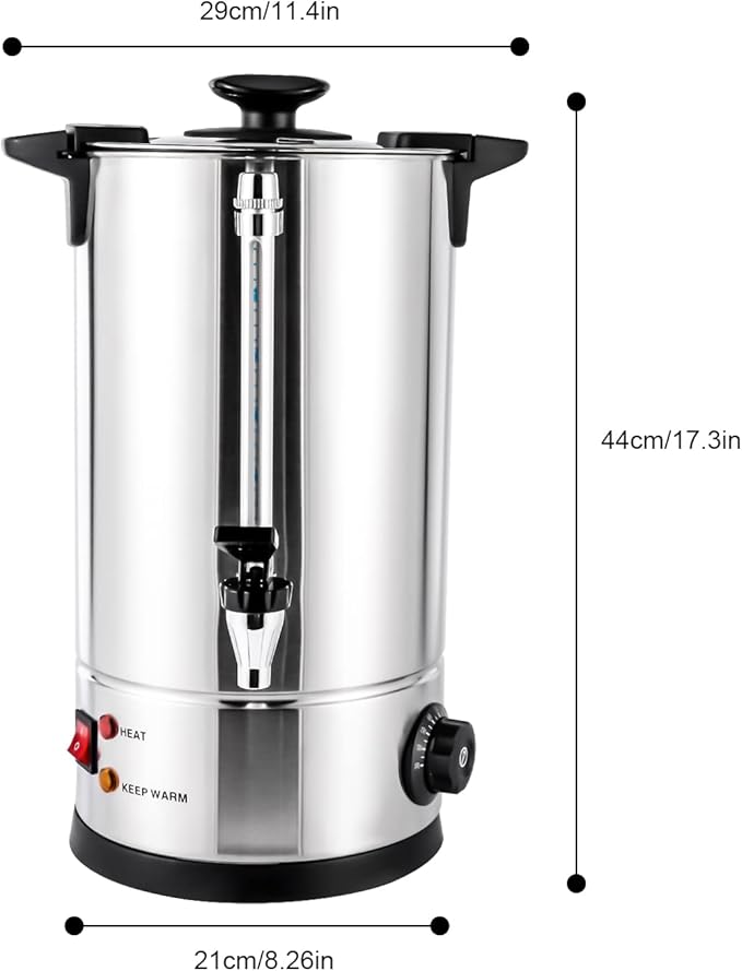 Commercial Coffee Maker,Stainless Steel Coffee Urn with Temperature Control, Coffee Maker Hot Water Urn for Catering (Black+Silver 10L)