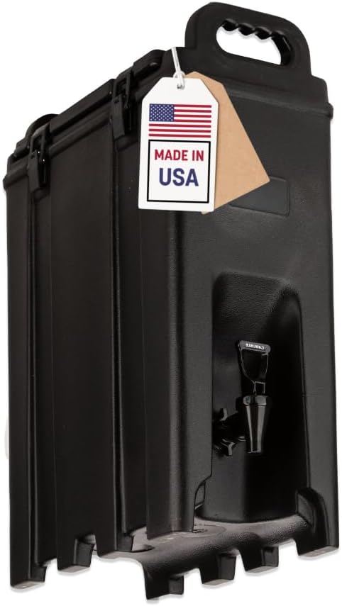 Carlisle FoodService Products Cateraide Insulated Beverage Dispenser with Handles for Catering, Events, Kitchens, And Restaurants, Plastic, 5 Gallons, Black