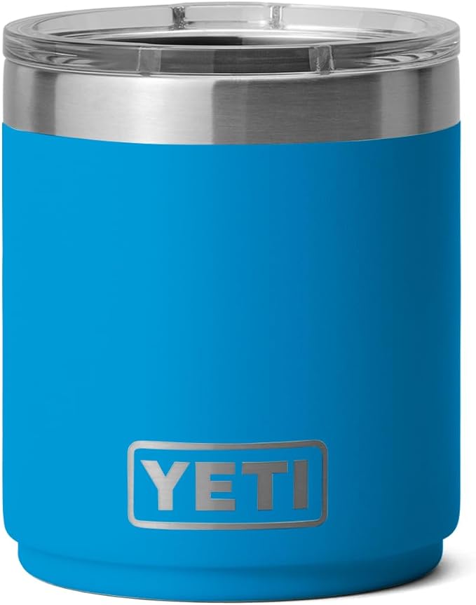 YETI Rambler 10 oz Stackable Lowball 2.0, Vacuum Insulated, Stainless Steel with MagSlider Lid, Big Wave Blue