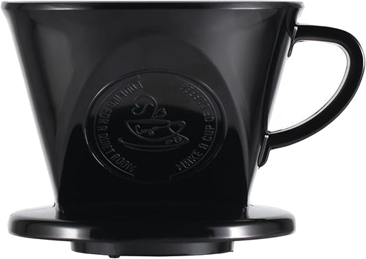Melamine Pour Over Coffee Maker with 3 Drip Holes, Pour Over Coffee Dripper For Camping, Home, Café, Size 02 (Black)