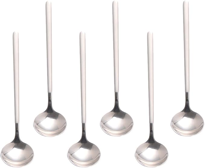 6 PCS Silver Coffee Spoons, 18/8 Stainless Steel Espresso Spoons, 5.2 Inches Vogue Mini Tea Spoon, Cappuccino Stirring Small Spoon for Dessert, Ice Cream, Frosted Handle, Sweejar(Silver)