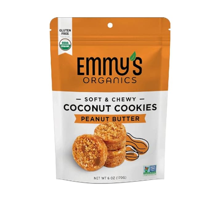 Emmy's Organics Peanut Butter Coconut Cookies, 6 oz (Pack of 8)