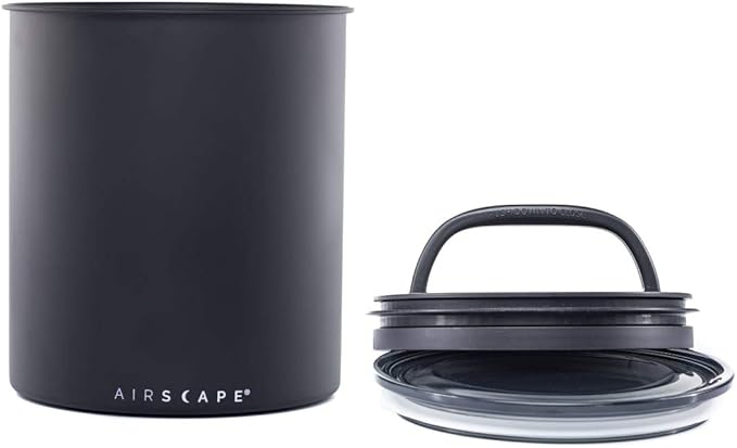 AirScape Planetary Design Kilo Coffee Storage Canister - US Patented Inner Plunger Lid Removes Excess Oxygen - DON'T buy airtight, BUY AIR-LESS - Holds 2.2 lbs Coffee Beans - (Matte Black)