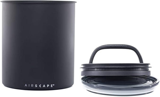 AirScape Planetary Design Kilo Coffee Storage Canister - US Patented Inner Plunger Lid Removes Excess Oxygen - DON'T buy airtight, BUY AIR-LESS - Holds 2.2 lbs Coffee Beans - (Matte Black)
