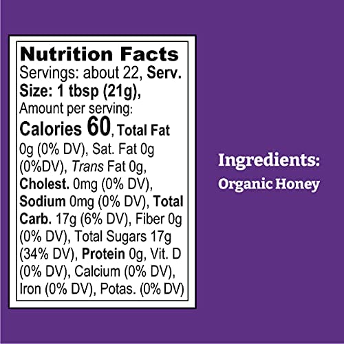 Wholesome Sweeteners 24-Ounce Organic Honey Bottle, 100% Pure, Fair Trade Certified, Non GMO Project Verified & Gluten Free, 1 Pack