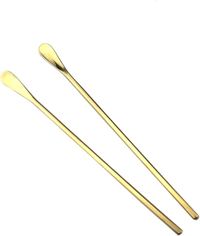 JASHII Gold Matte Long Handle Spoon Cocktail Mixing Stirring Spoons Iced Tea Coffee Spoons with 8.6 inch Long Handle Brushed SUS304 Stainless Steel, 3-Piece