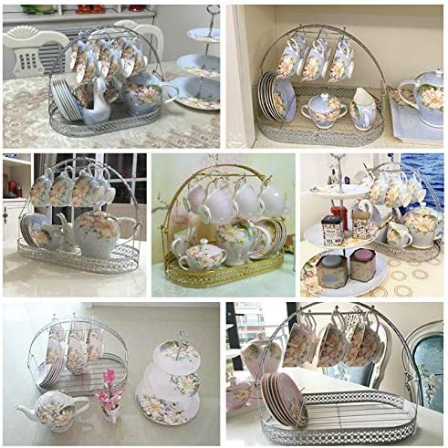 Mug Holder Coffee Cup Holder Stand Dishes Organizer Wrought Iron Mug Drainer Storage Drying Rack for Counter Cabinet Table Kitchen Restaurant Office (Silver A)