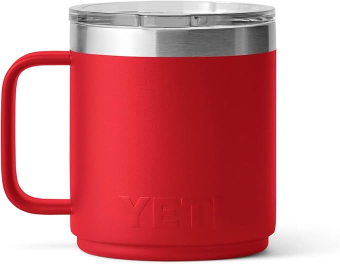 YETI Rambler 10 oz Stackable Mug, Vacuum Insulated, Stainless Steel with MagSlider Lid, Rescue Red