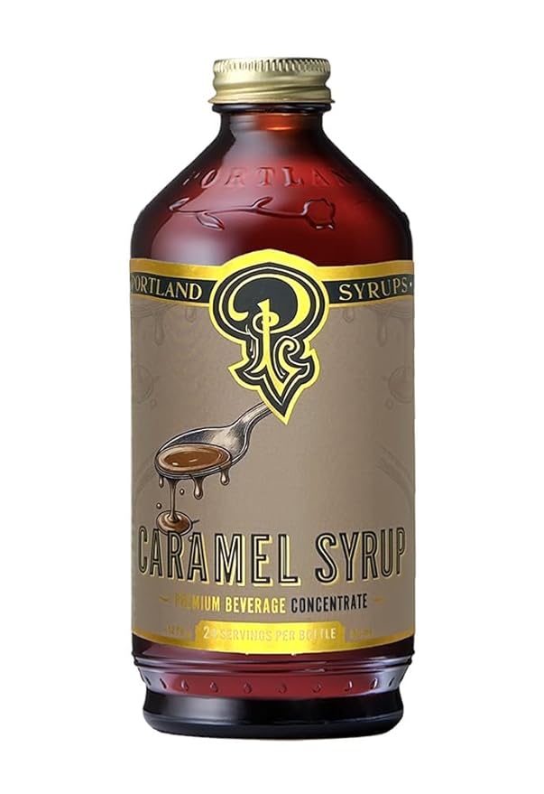 Portland Syrups Caramel Syrup – Flavoring for Coffee, Lattes, Cold Brew, Macchiatos, Cocktails, & Desserts – Ideal for Drinks & Adding a Caramel Touch to Any Beverage – 12 oz, 24 servings (Pack of 1)