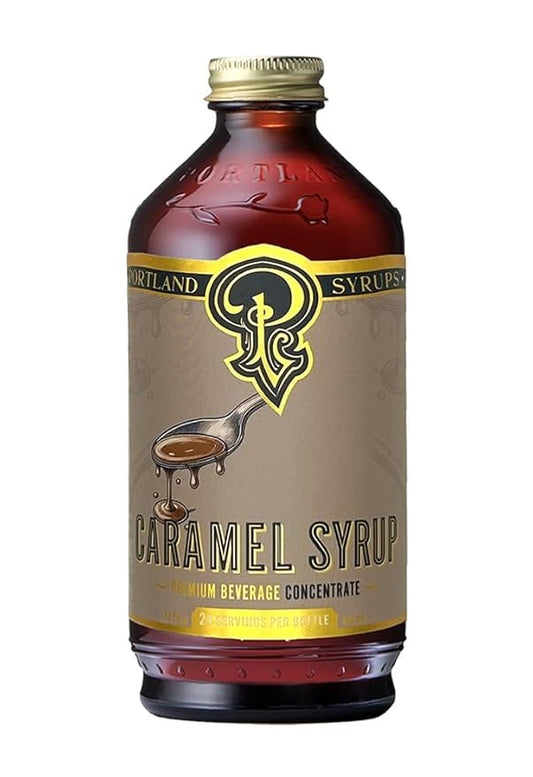 Portland Syrups Caramel Syrup – Flavoring for Coffee, Lattes, Cold Brew, Macchiatos, Cocktails, & Desserts – Ideal for Drinks & Adding a Caramel Touch to Any Beverage – 12 oz, 24 servings (Pack of 1)