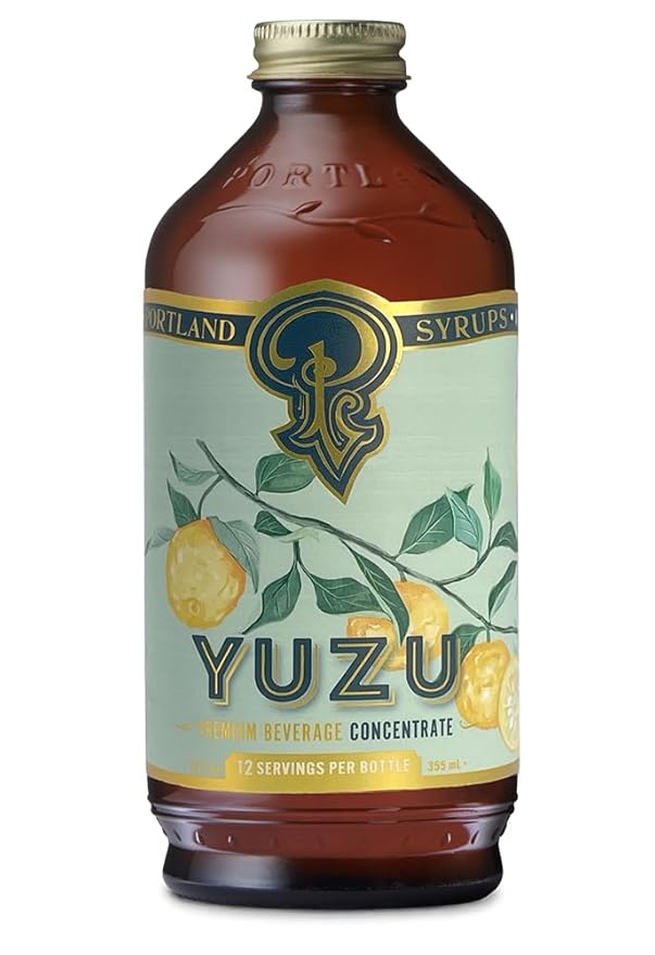 Portland Syrups Yuzu Syrup - Premium Beverage Concentrate for Delicious Cocktails, Mocktails, Tea, Soda, Coffee Drinks, Baking, and More - 12 oz with 12 Servings (Pack of 1)