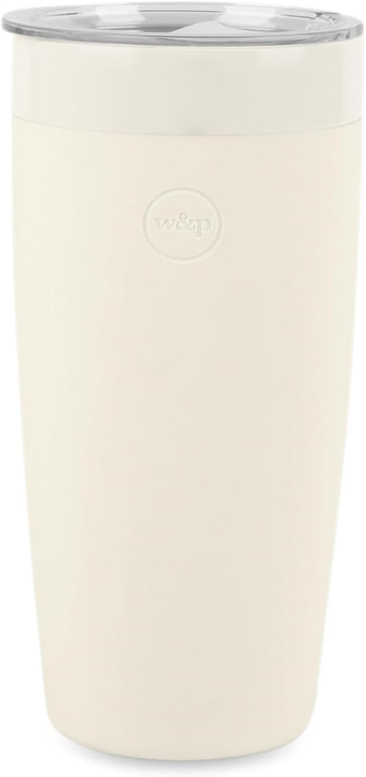 W&P Porter Insulated Tumbler 20 oz | No Metallic Aftertaste Ceramic Coated for Water, Coffee, & Tea | Wide Mouth Vacuum Insulated | Dishwasher Safe, Cream